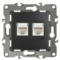 12-3108-05 ЭРА Розетка информационная двойная 2XRJ45 IP20 12 антрацит
