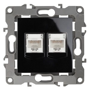 12-3108-06 ЭРА Розетка информационная двойная 2XRJ45 IP20 12 чёрный