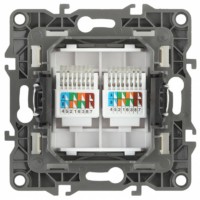 12-3108-12 ЭРА Розетка информационная двойная 2XRJ45 IP20 12 графит
