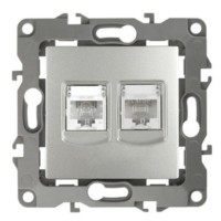 12-3109-03 ЭРА Розетка комбинированная RJ45+RJ11 IP20 12 алюминий