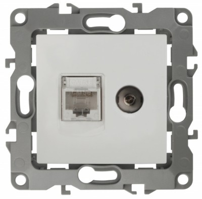Розетка комбинированная RJ45+ТВ IP20 12 белый