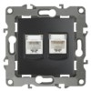 12-3109-05 ЭРА Розетка комбинированная RJ45+RJ11 IP20 12 антрацит
