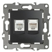 12-3109-05 ЭРА Розетка комбинированная RJ45+RJ11 IP20 12 антрацит