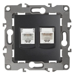 12-3109-05 ЭРА Розетка комбинированная RJ45+RJ11 IP20 12 антрацит