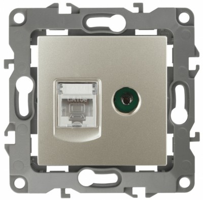 Розетка комбинированная RJ45+ТВ IP20 12 шампань