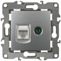 Розетка комбинированная RJ45+ТВ IP20 12 алюминий