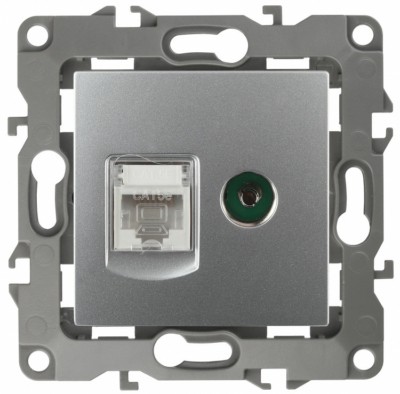 Розетка комбинированная RJ45+ТВ IP20 12 алюминий