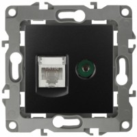 Розетка комбинированная RJ45+ТВ IP20 12 антрацит