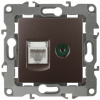 Розетка комбинированная RJ45+ТВ IP20 12 бронза