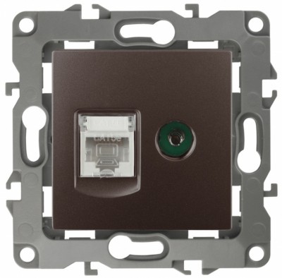 Розетка комбинированная RJ45+ТВ IP20 12 бронза