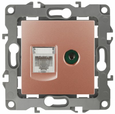 Розетка комбинированная RJ45+ТВ IP20 12медь