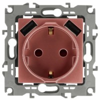 12-4109-14 ЭРА Розетка 2P+E 16A-250В штор. с 2xUSB 5В-3А 12 медь
