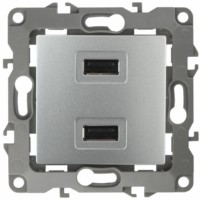 12-4110-03 ЭРА Устройство зарядное USB, 230В/5В-2100мА, IP20, Эра12, алюминий