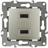12-4110-04 ЭРА Устройство зарядное USB, 230В/5В-2100мА, IP20, Эра12, шампань