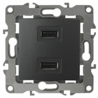 12-4110-05 ЭРА Устройство зарядное USB, 230В/5В-2100мА, IP20, Эра12, антрацит