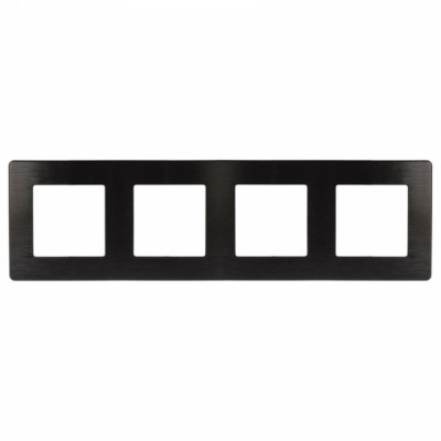 Рамка для розеток и выключателей ЭРА Серия 12 12-5104-06 на 4 поста, Сатин, чёрный