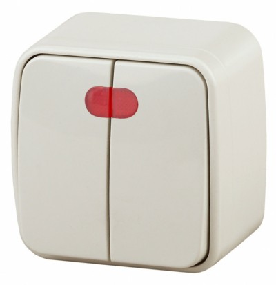 Выключатель 2кл. с инд. 10А-250В IP20 ОП Polo сл.кость Intro Эра 3-105-02