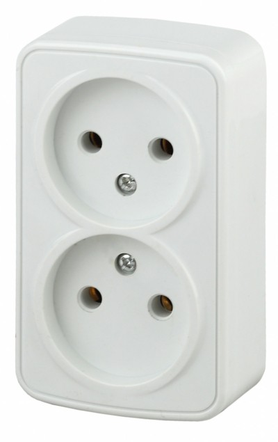 3-203-01 Intro Розетка 2х2P 16А-250В IP20 ОП Polo белый
