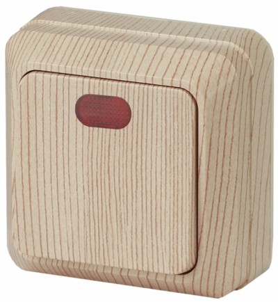 Выключатель 1кл. с инд. 10А-250В IP20 ОП Quadro сосна Intro Эра 2-102-11