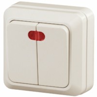 Выключатель 2кл. с инд. 10А-250В IP20 ОП Quadro сл.кость Intro Эра 2-105-02