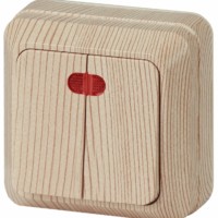 Выключатель 2кл. с инд. 10А-250В IP20 ОП Quadro сосна Intro Эра 2-105-11