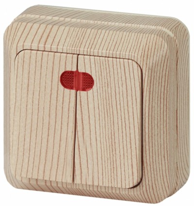 Выключатель 2кл. с инд. 10А-250В IP20 ОП Quadro сосна Intro Эра 2-105-11