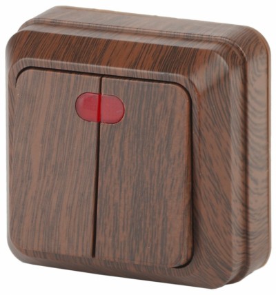 Выключатель 2кл. с инд. 10А-250В IP20 ОП Quadro венге Intro Эра 2-105-10