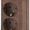 2-204-10 Intro Розетка 2х2P+E Schuko 16А-250В IP20 ОП Quadro венге