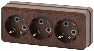 2-206-10 Intro Розетка 3х2P+E 16А-250В IP20 ОП Quadro венге