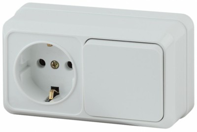 2-701-01 Intro Блок розетка+выкл. гориз. 10А-250В IP20 ОП Quadro белый