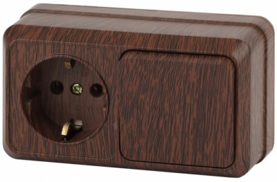 2-701-10 Intro Блок розетка+выкл. гориз. 10А-250В IP20 ОП Quadro венге