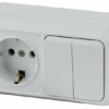 2-702-01 Intro Блок розетка+выкл. двойной гориз. 10А-250В IP20 ОП Quadro белый