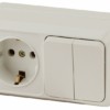 2-702-02 Intro Блок розетка+выкл. двойной гориз. 10А-250В IP20 ОП Quadro сл.кость