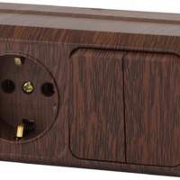 2-702-10 Intro Блок розетка+выкл. двойной гориз. 10А-250В IP20 ОП Quadro венге
