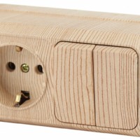 2-702-11 Intro Блок розетка+выкл. двойной гориз. 10А-250В IP20 ОП Quadro сосна