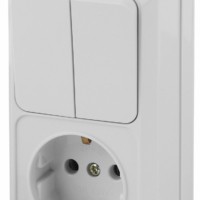 2-706-01 Intro Блок розетка+выкл. двойной верт. 10А-250В IP20 ОП Quadro белый