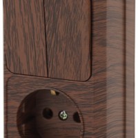 2-706-10 Intro Блок розетка+выкл. двойной верт. 10А-250В IP20 ОП Quadro венге