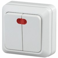 Выключатель 2кл. с инд. 10А-250В ОП Quadro белый Intro Эра 2Э-105-01