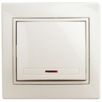 Выключатель 1кл. с инд. 10А-250В IP20 СП Plano сл.кость Intro Эра 1-102-02