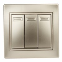 Выключатель 3кл. 10А-250В IP20 СП Plano шампань Intro Эра 1-106-04