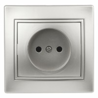 1-201-03 Intro Розетка 2P 16А-250В IP20 СП Plano алюминий