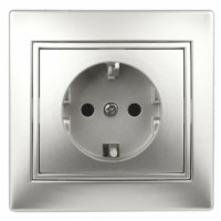 1-202-03 Intro Розетка 2P+E Schuko 16А-250В IP20 СП Plano алюминий