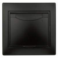 1-203-05 Intro Розетка 2P+E Schuko с крышкой 16А-250В IP20 СП Plano антрацит