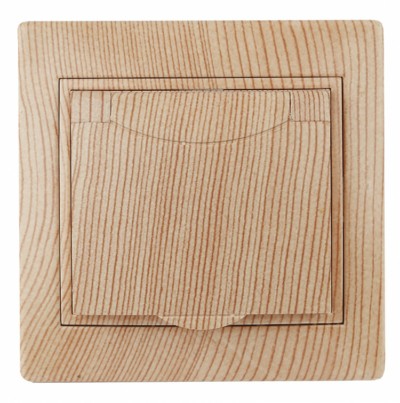 1-203-11 Intro Розетка 2P+E Schuko с крышкой 16А-250В IP20 СП Plano сосна