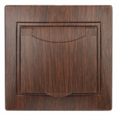 1-203-10 Intro Розетка 2P+E Schuko с крышкой 16А-250В IP20 СП Plano венге