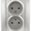 1-204-03 Intro Розетка 2х2P 16А-250В IP20 СП Plano алюминий