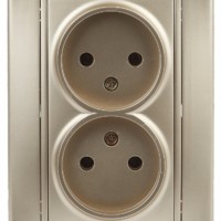 1-204-04 Intro Розетка 2х2P 16А-250В IP20 СП Plano шампань