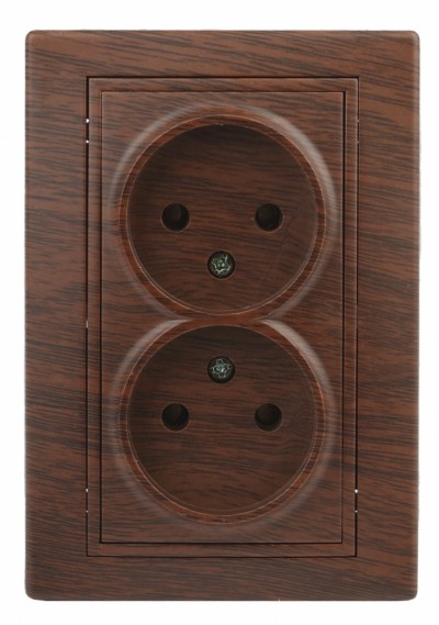 1-204-10 Intro Розетка 2х2P 16А-250В IP20 СП Plano венге