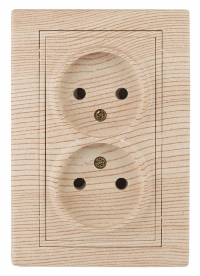 1-204-11 Intro Розетка 2х2P 16А-250В IP20 СП Plano сосна