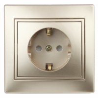 1-206-04 Intro Розетка 2P+E Schuko со шторками 16А-250В IP20 СП Plano шампань